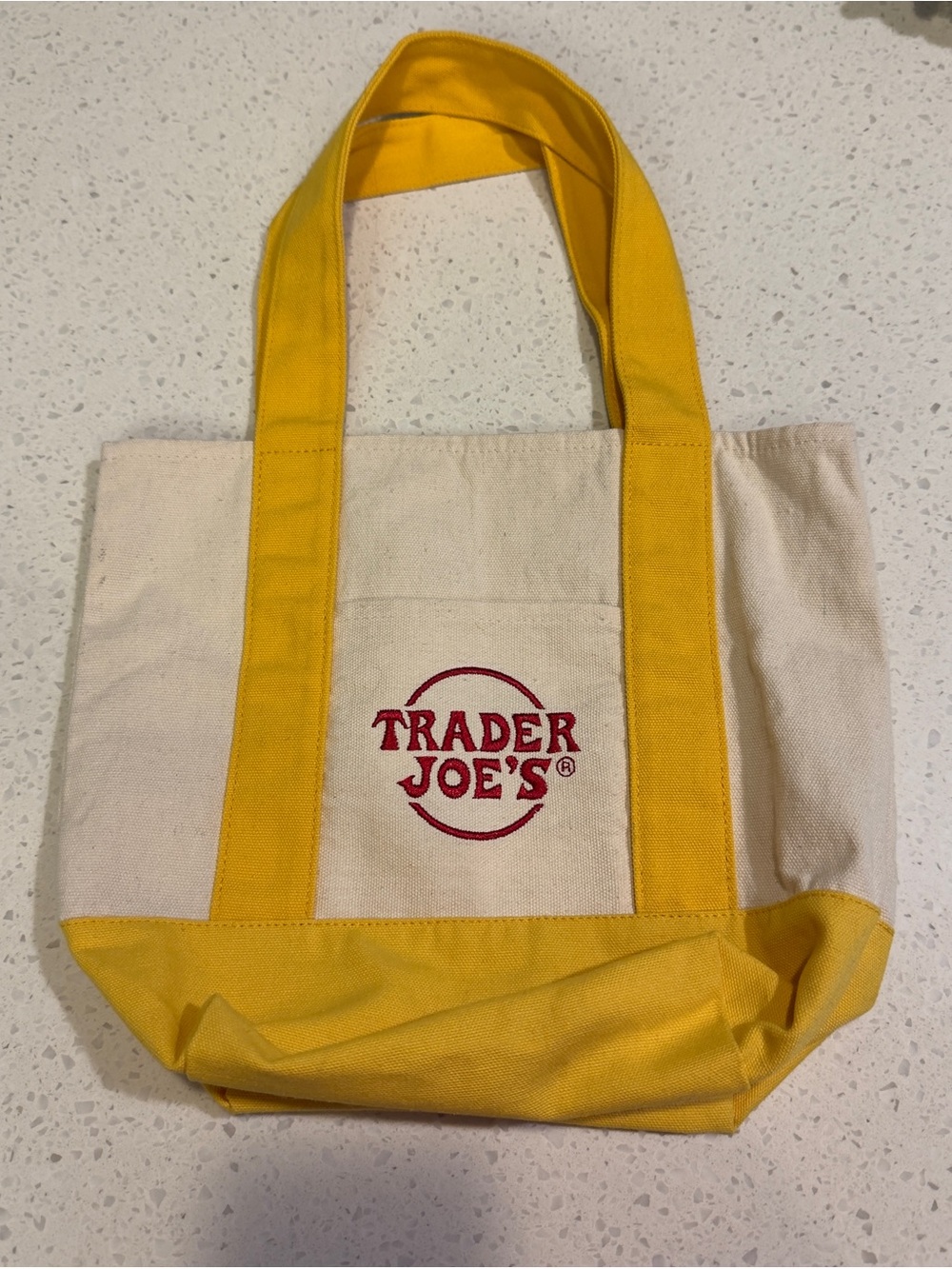 Trader Joe's Yellow & Cream Canvas Tote Bag